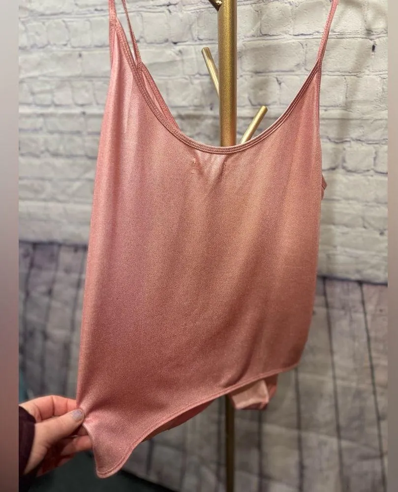 Anthropologie Porridge Shiny Pink Metallic Twist Tank Top Blouse Shine XL - Image 7