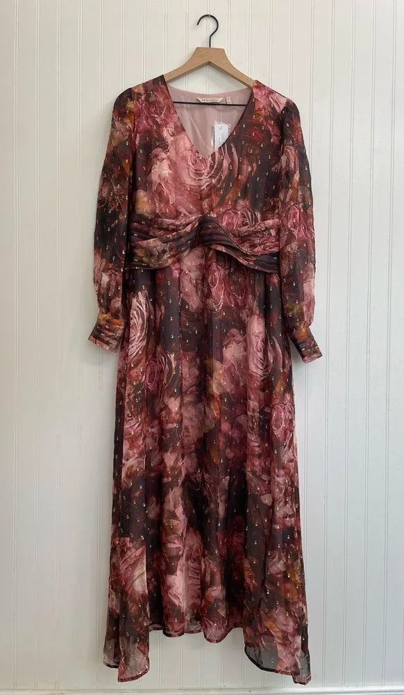 SOFT SURROUNDINGS Rina Silk Dress in Multi Floral Painterly Blooms Size 10 NWT - Image 5