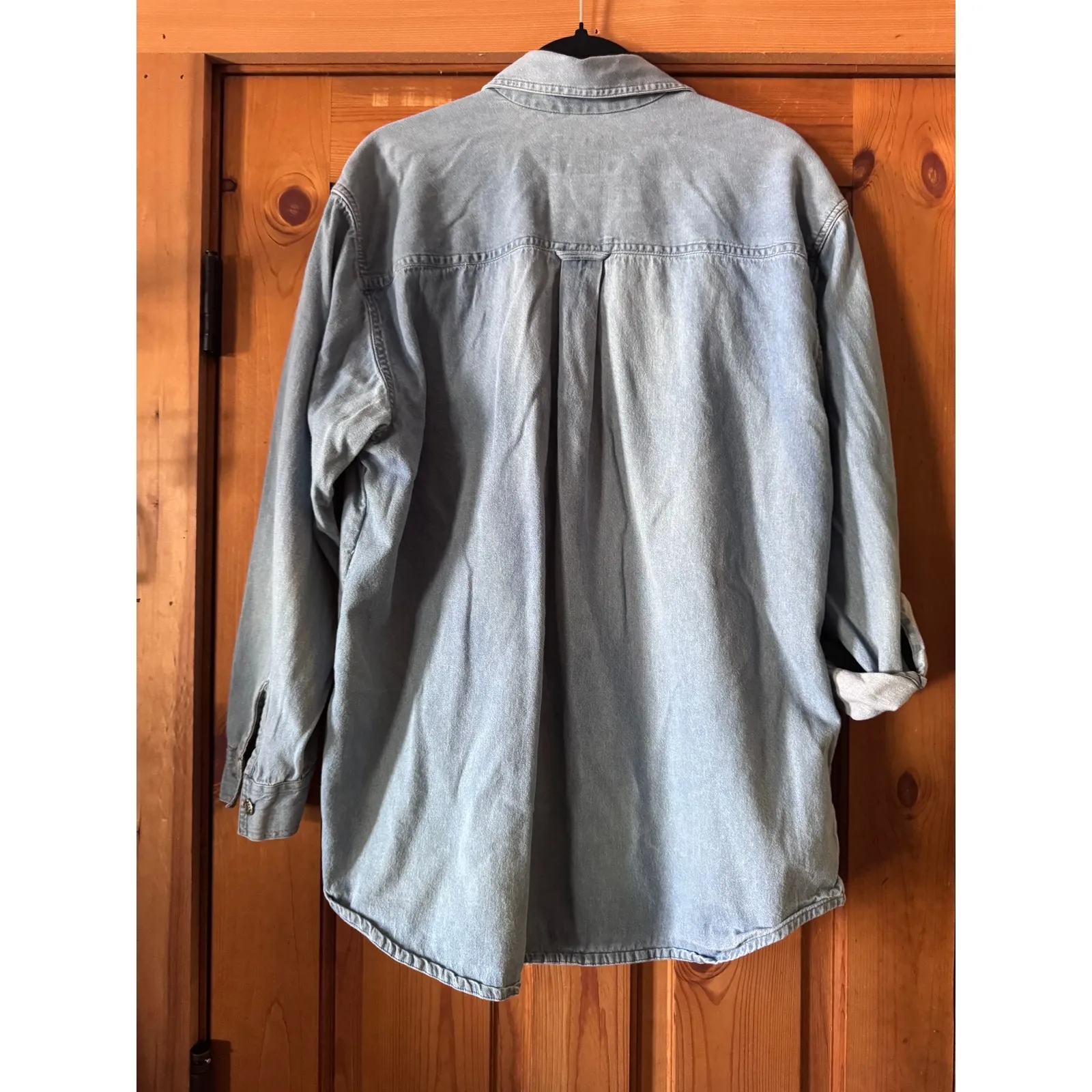 Ton Of Blues Denim Shirt 1X Floral Embroidered Long Sleeve Grandma Cottagecore Blue - Image 7