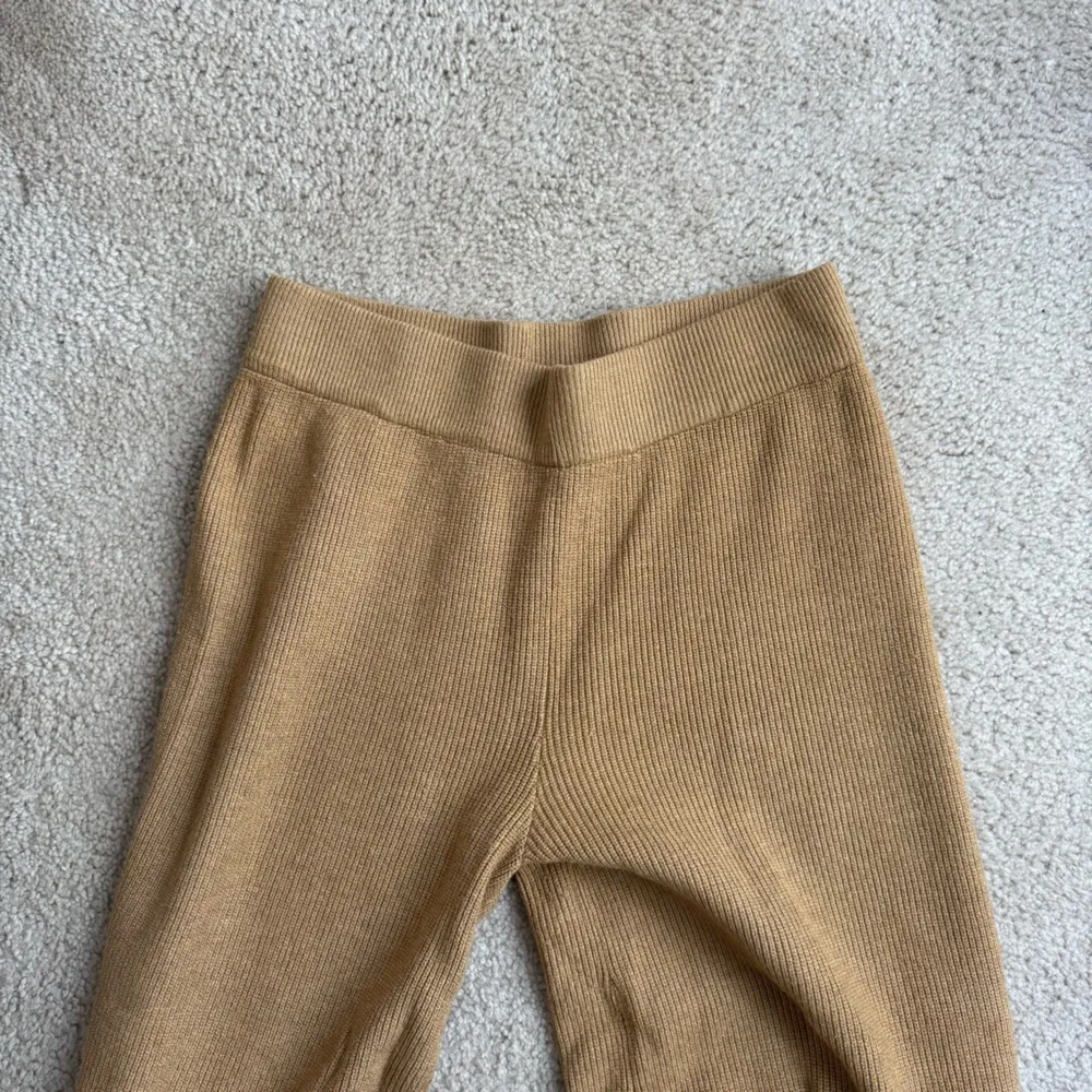 Women's Tan Ribbed Wide Leg Mock Neck Sweater Two Piece Set - Image 7