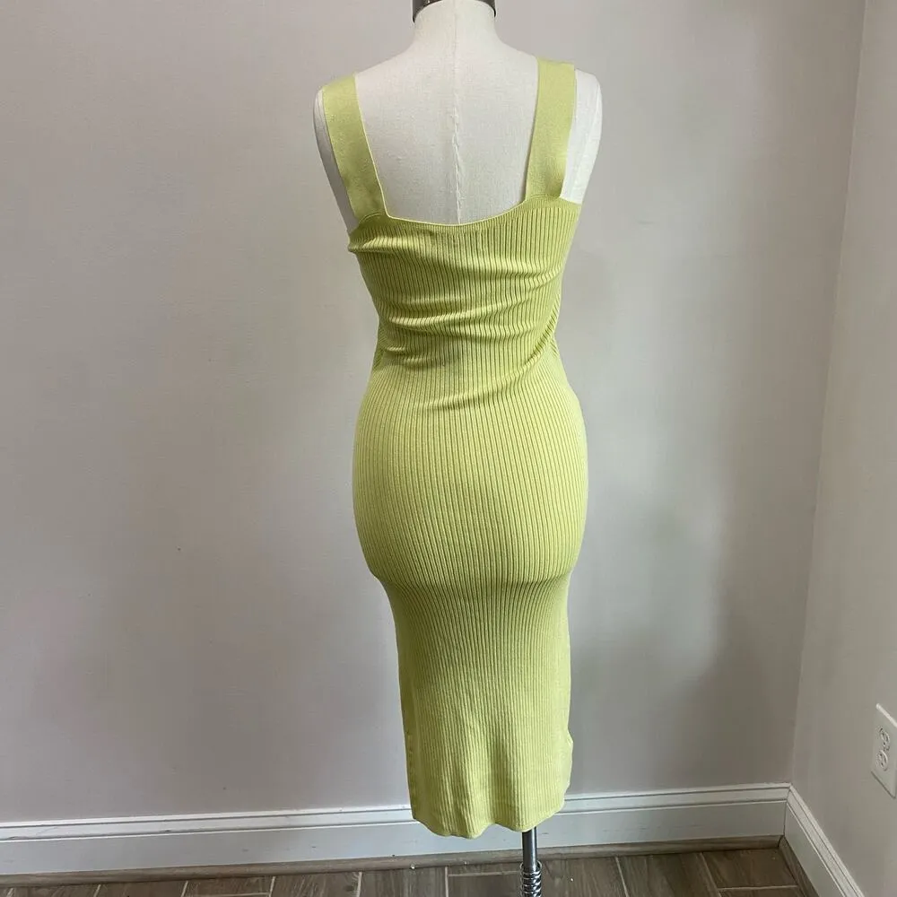 Shyanne Women's Green Western Ribbed Sweater Knit Midi Bodycon Dress Sz M - Image 7