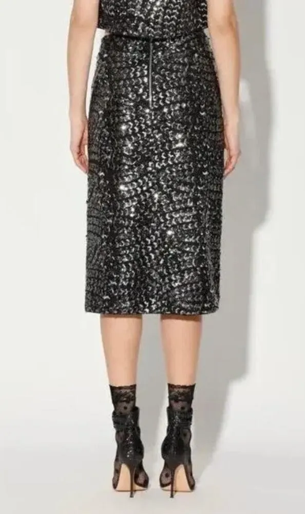 Women's Walter Baker Gatsby Josette Embellished Mesh Pencil Gypsy Skirt size 4 - Image 2