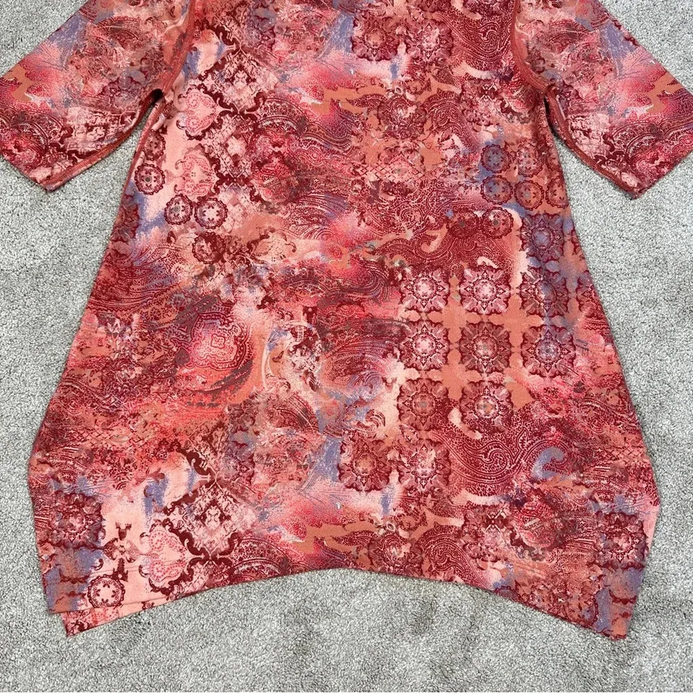 Soft Surroundings Tunic Top Shortsleeve Geometric Art Print Multicolor Boho S - Image 4