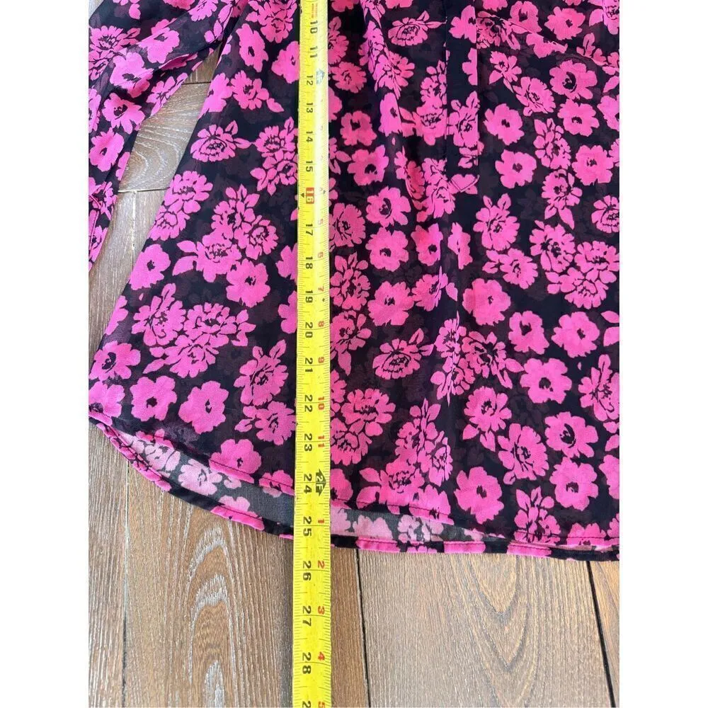 Milly Brooke Floral-Print Chiffon Blouse, Pink Size 8 - Image 9