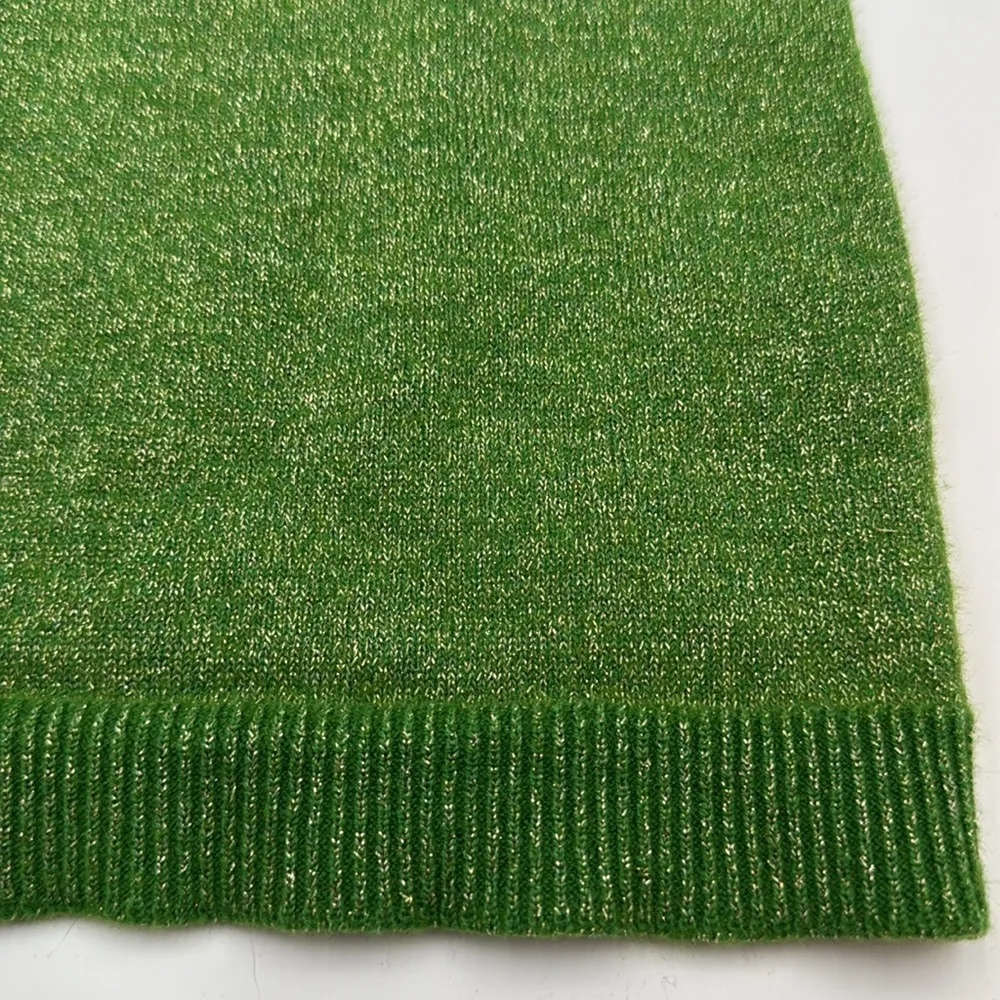 Vintage Juicy Couture Wool/Cashmere Green Metallic Knit Dress Small - Image 4