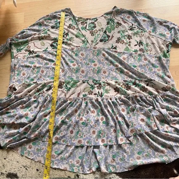 FREE PEOPLE Isabelle Sheer‎ Floral Patchwork Tunic Size Small - Image 7