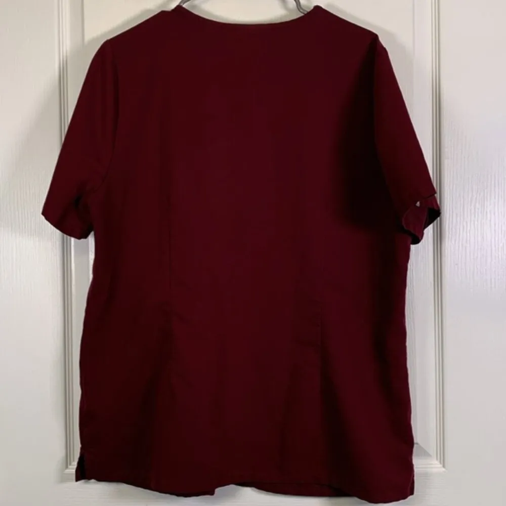 Figs Burgundy V-Neck Casma Scrub Top Medical Hospital Doctor Nurse Size XXL EUC - Image 5