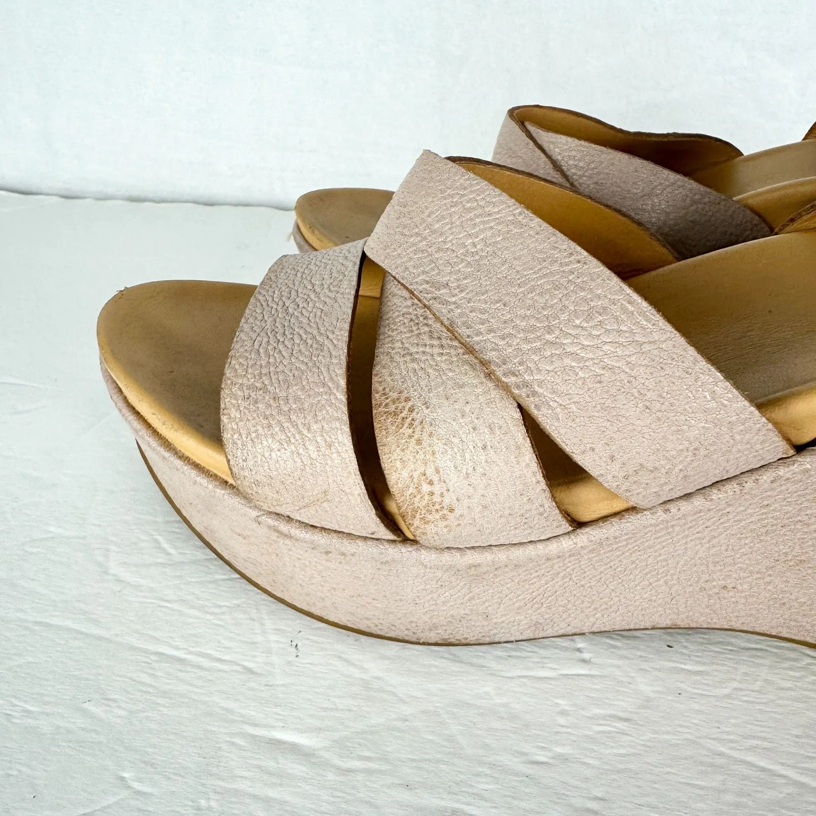 Kork-Ease Amber Wedge Sandal Size 7 Natural Taupe Comfort Leather Ankle Strap - Image 6