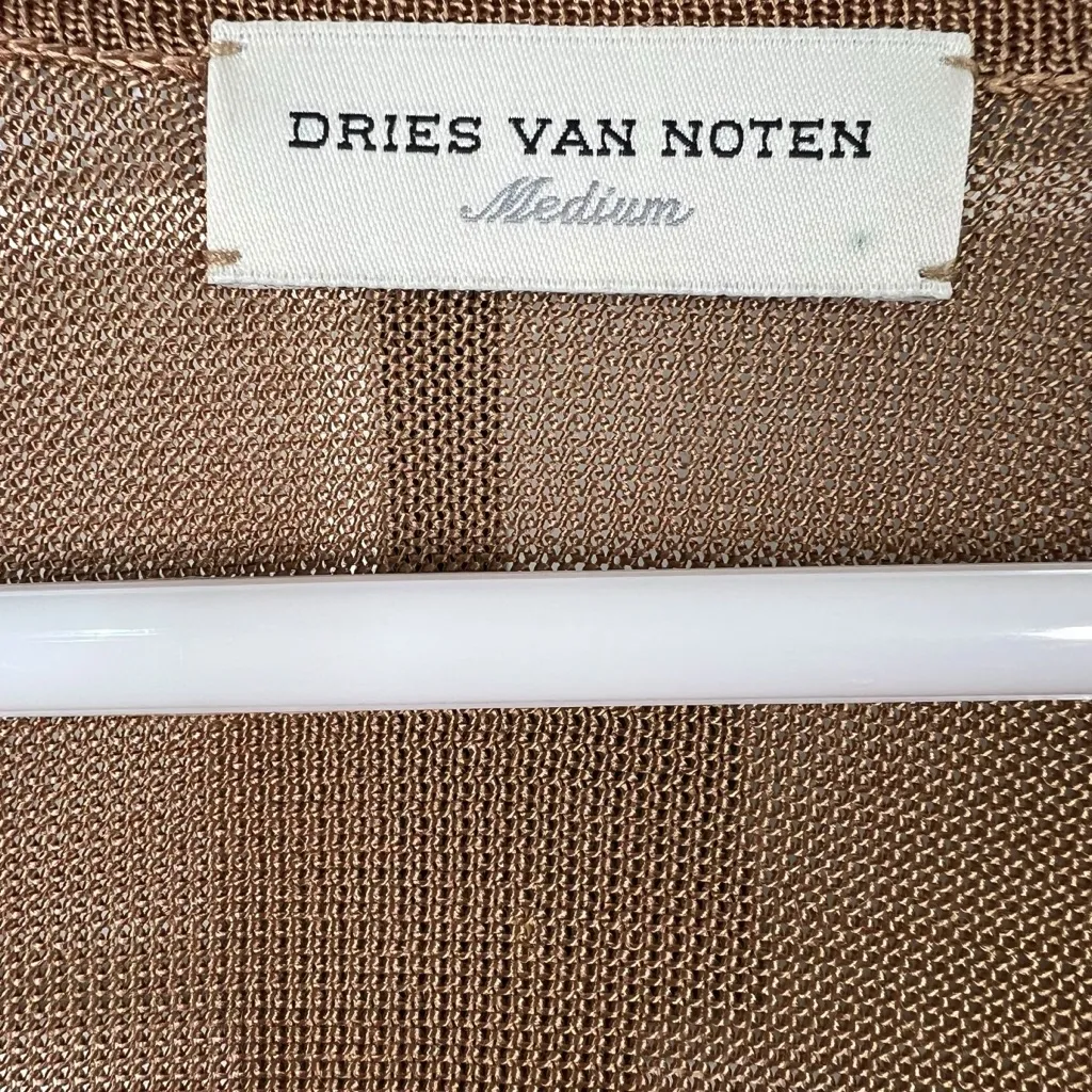 Dries Van Noten Women’s V-Neck Tan Sweater Size Medium - Image 5