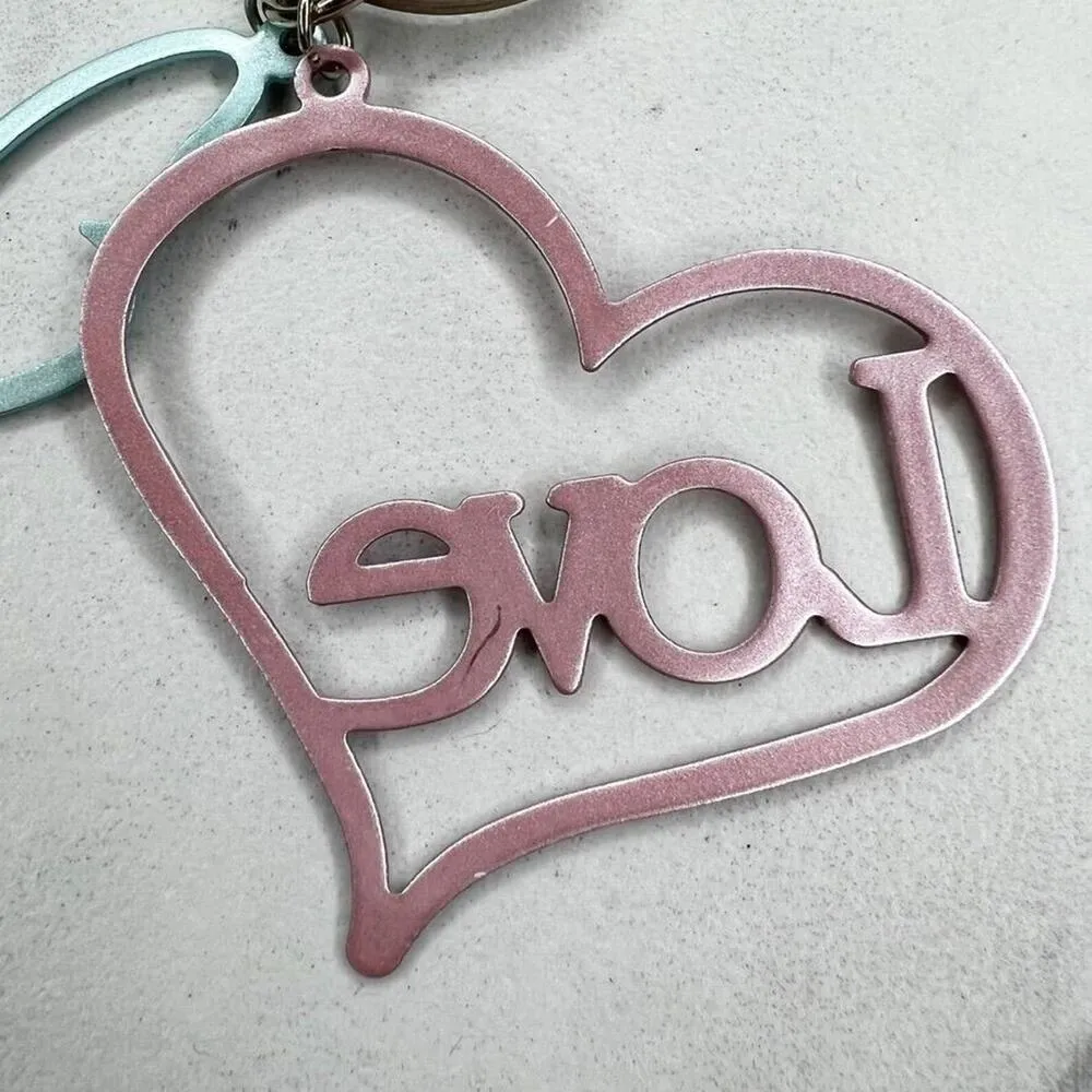 Pastel Pink and Blue Heart Love Butterfly Cut Out Keychain Keyring - Image 9
