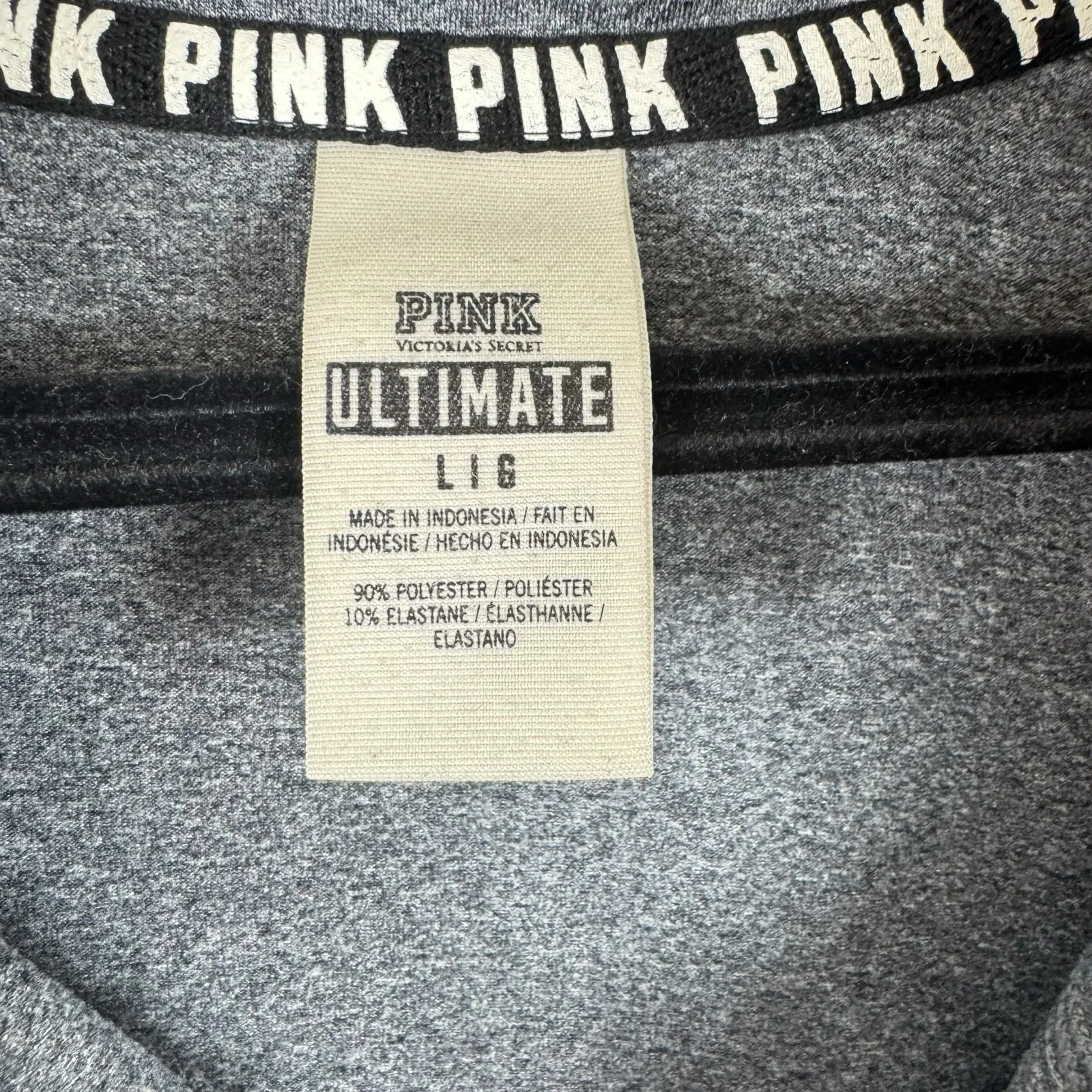 PINK Victoria's Secret Gray White Mock‎ Neck 1/4 Zip Long Sleeve Pullover Size L - Image 5