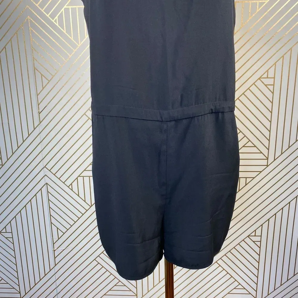 COS Black Silk Sleeveless‎ Shorts Open Back Romper - Image 4