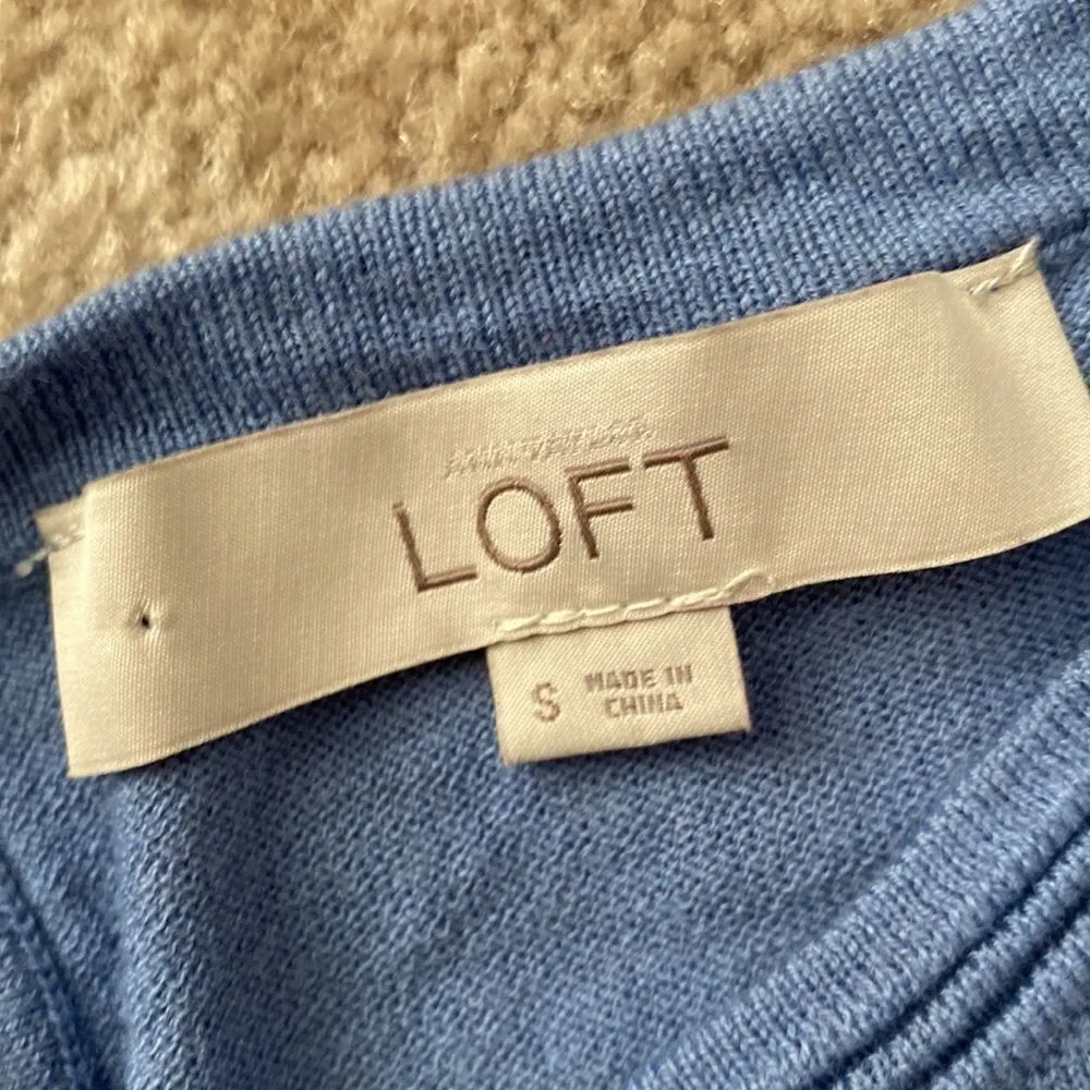 Loft  Blue Tie Back Knit Sweater Size Small - Image 9