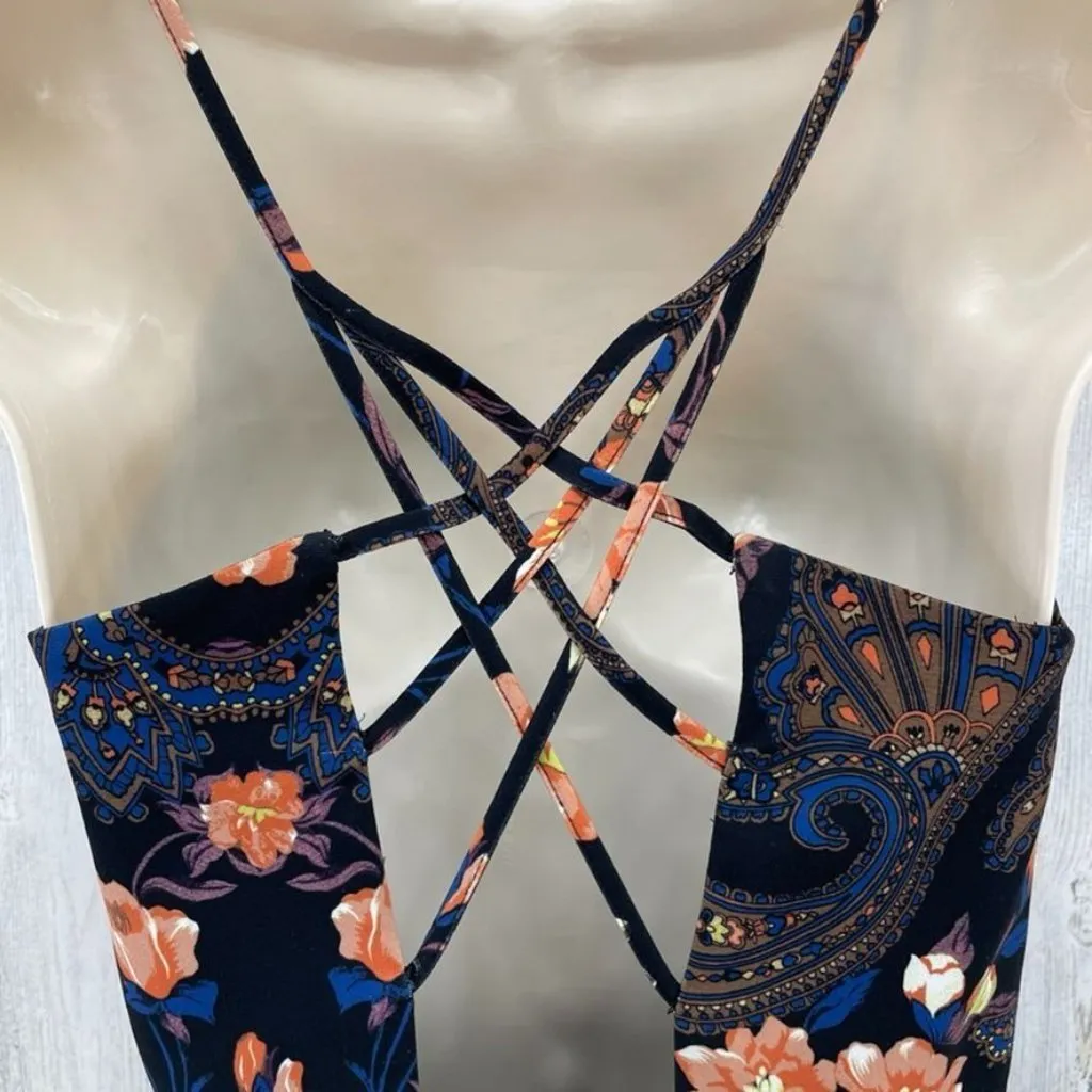 Bebe x Naven Dress Women 8 Black Floral Print Polyester Lined Cross Zip Back‎ - Image 4