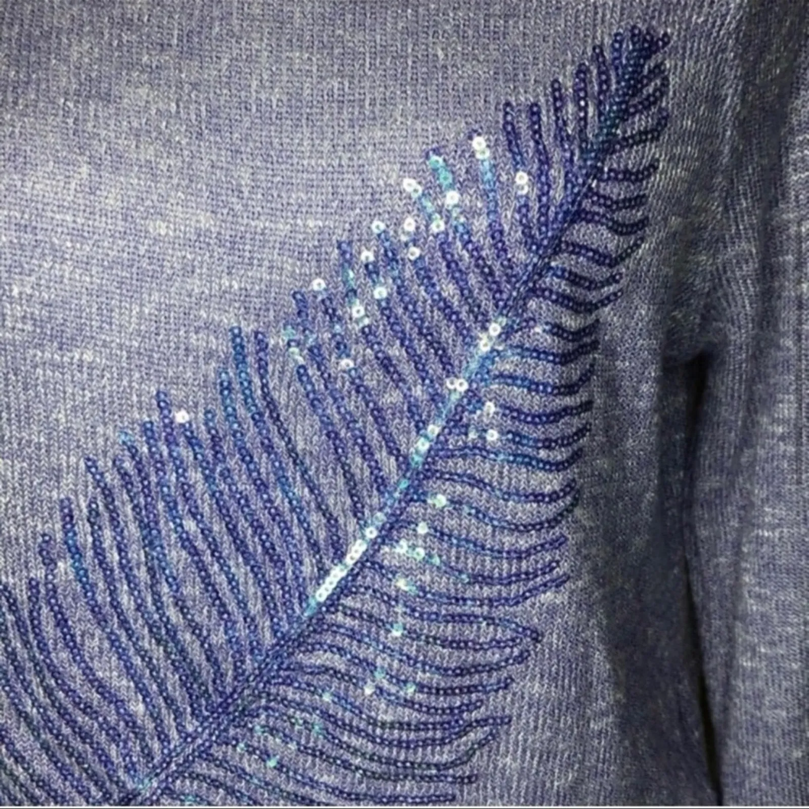 Aeropostale Sequin Feather Lightweight Purple Sweater L “Live Love Dream” - Image 5