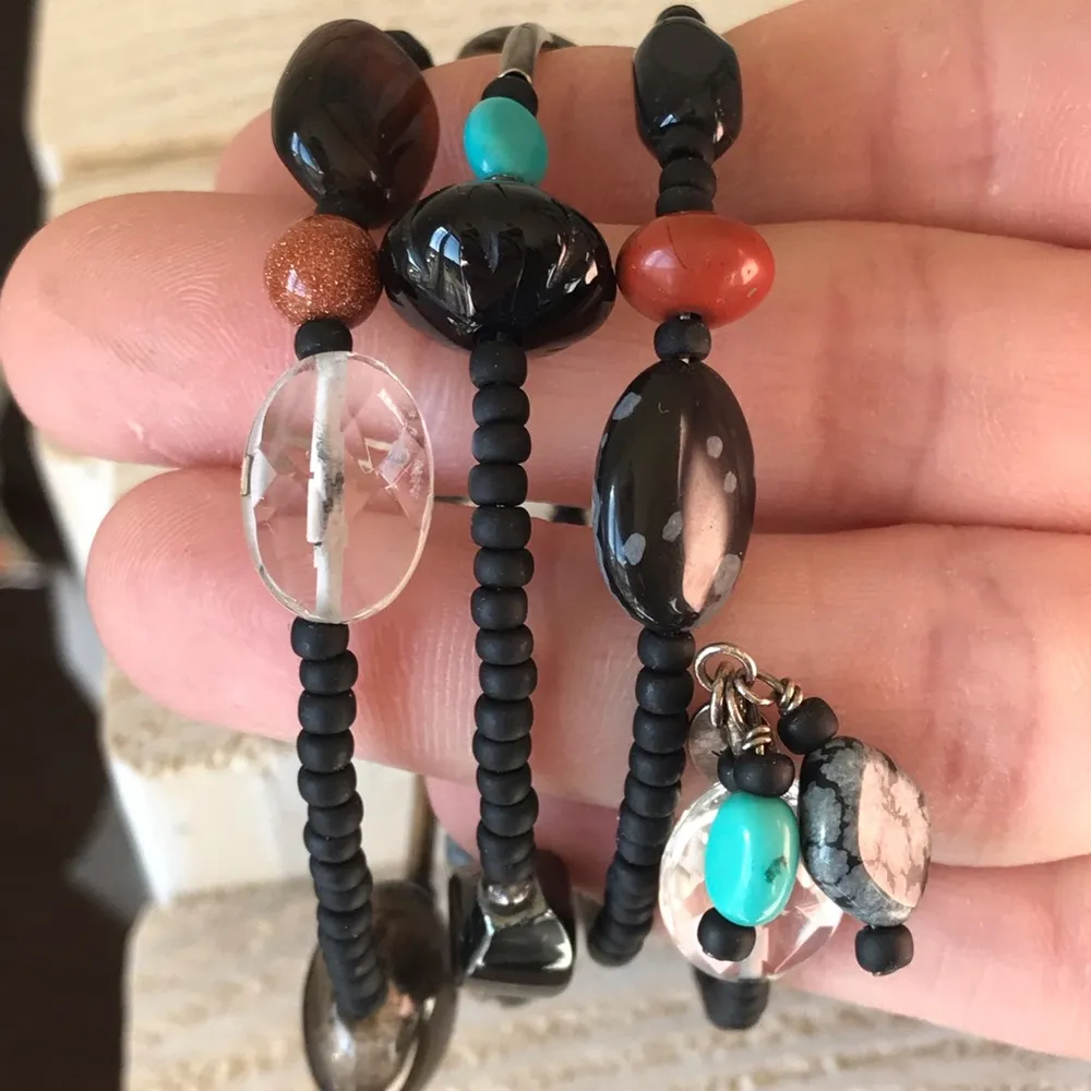 Memory Wire Bohemian Stone Wrap Coil Bracelet - Image 7