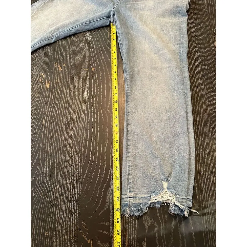 DL1961 Bridgette Cropped Women's High Rise Jeans frayed hem Size 32 Blue - Image 13