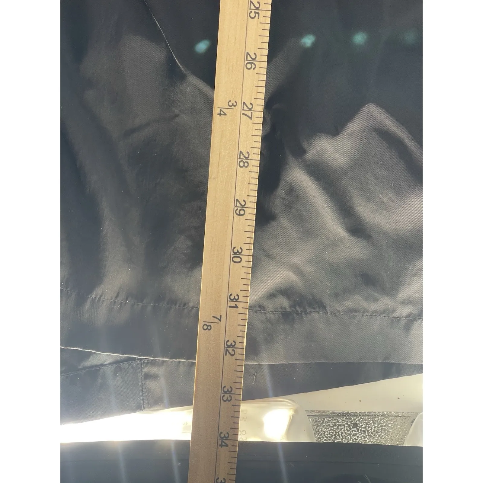 Vtg Gallery Womens Black Trench Coat Jacket Cheetah Liner Hood Outerwear Size M - Image 7