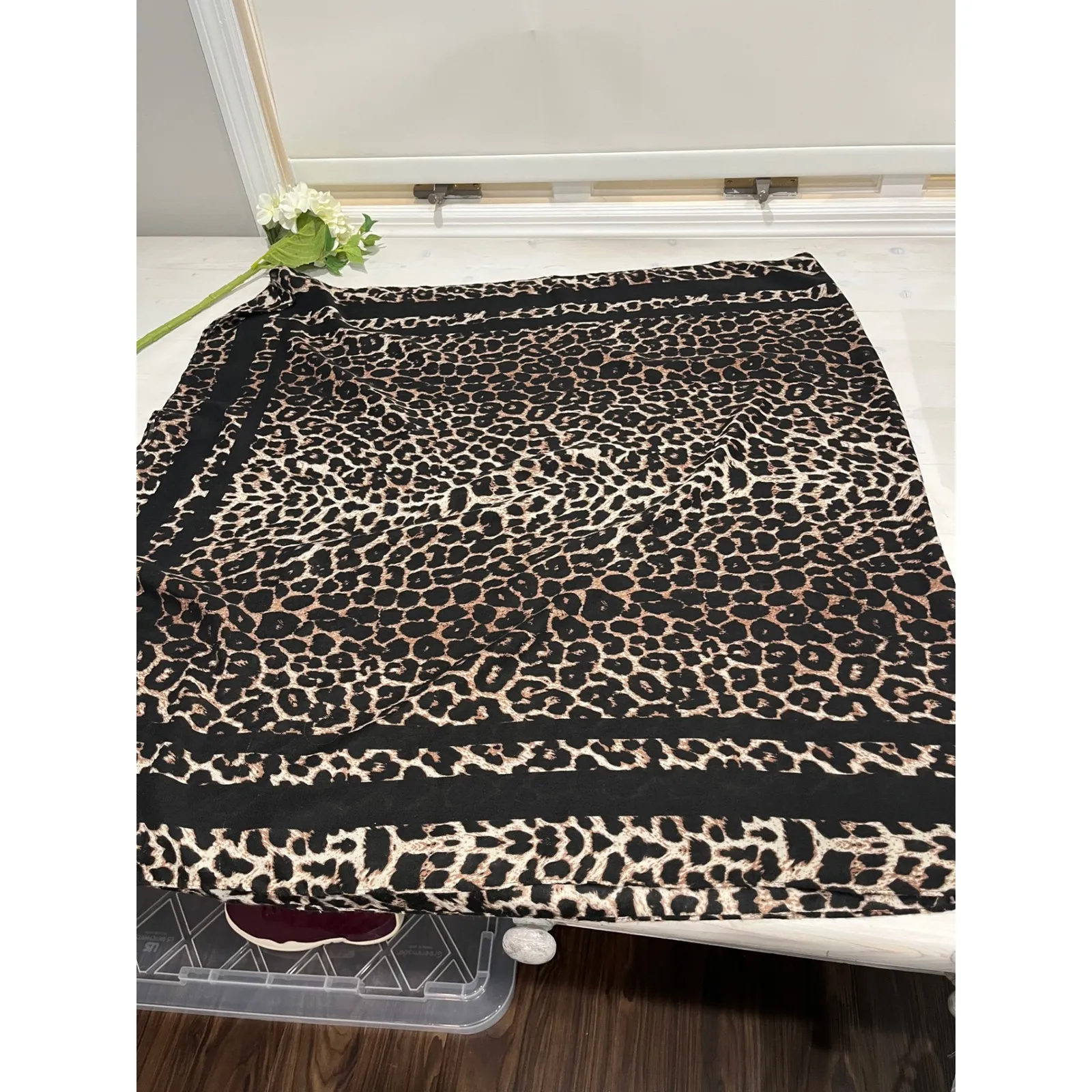 Leopard Print Scarf Fashion Accessory Shawl Wrap Cover Up 72x37 Brown - Image 2