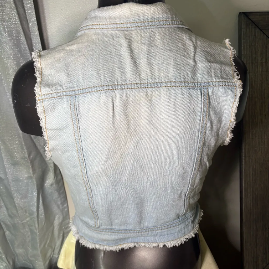 Light Blue Denim Vest with Studded Accents - Image 7