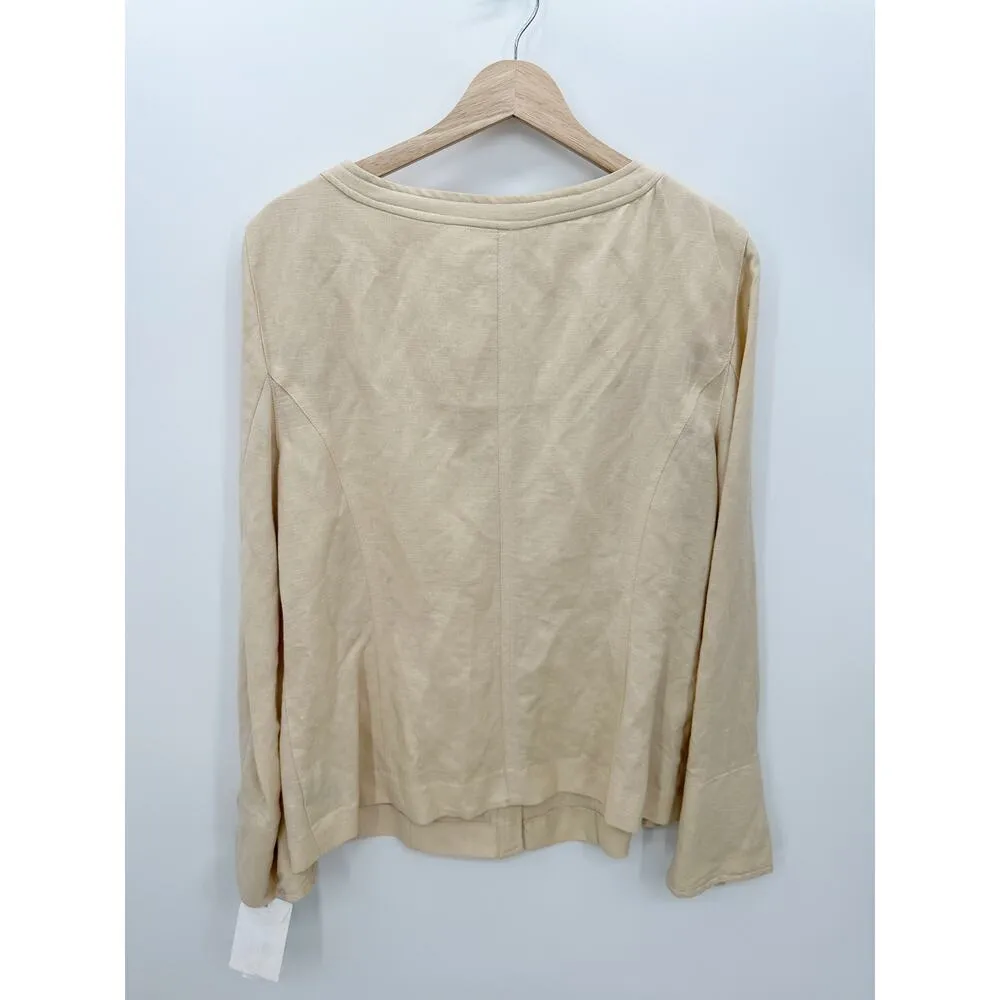 Jones Wear Womens Pant Suit Set Size 12/10 Cream Linen Rayon Lagenlook Coastal - Image 2