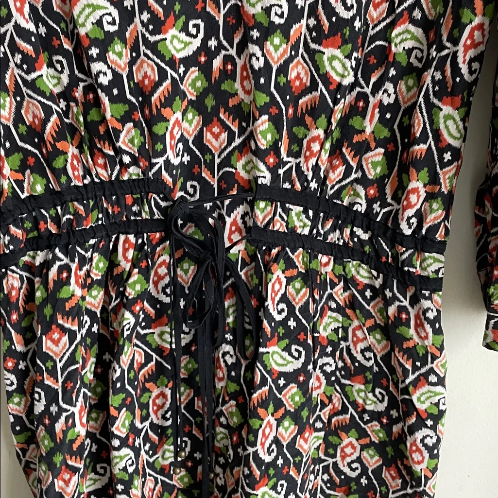 Veronica Beard Venice Tassel Tie Waist Paisley V-Neck Silk Mini Dress - Image 7