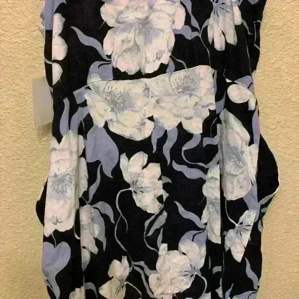 Ellen Tracy floral linen dress sz L neutral wedding guest midi Beachy vacation - Image 10