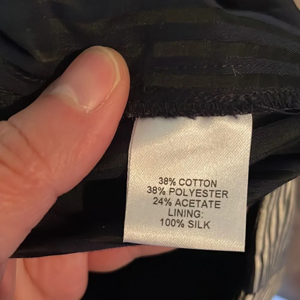 Michelle Mason Stripe Sateen Trouser Metallic vertical stripe navy trousers - Image 6