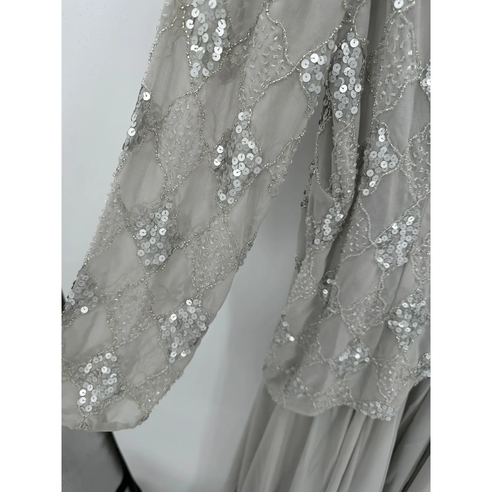 Cassandra Stone Womens Silver Embellished Formal Gown Size 14 Mother of Bride - Image 7