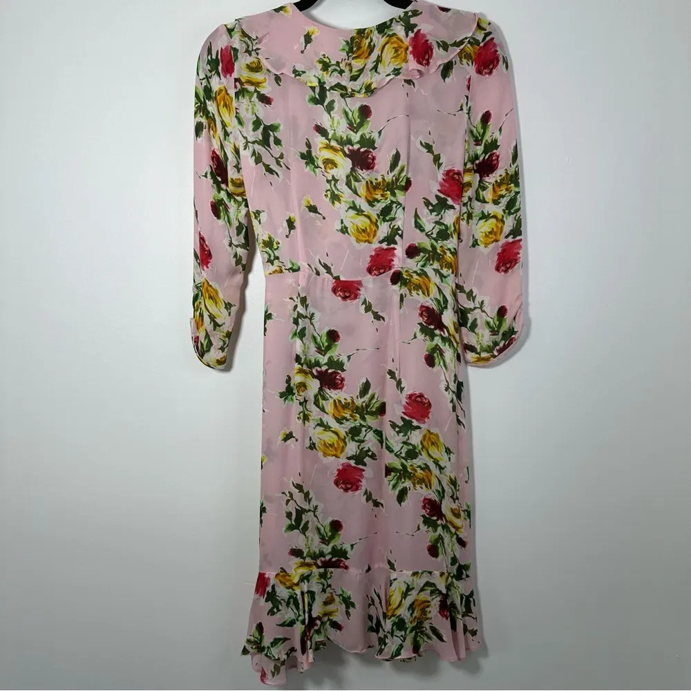 Milly Revolve Women’s Audrey Dress In Petal Wrap 100% Silk Size 2 - Image 3