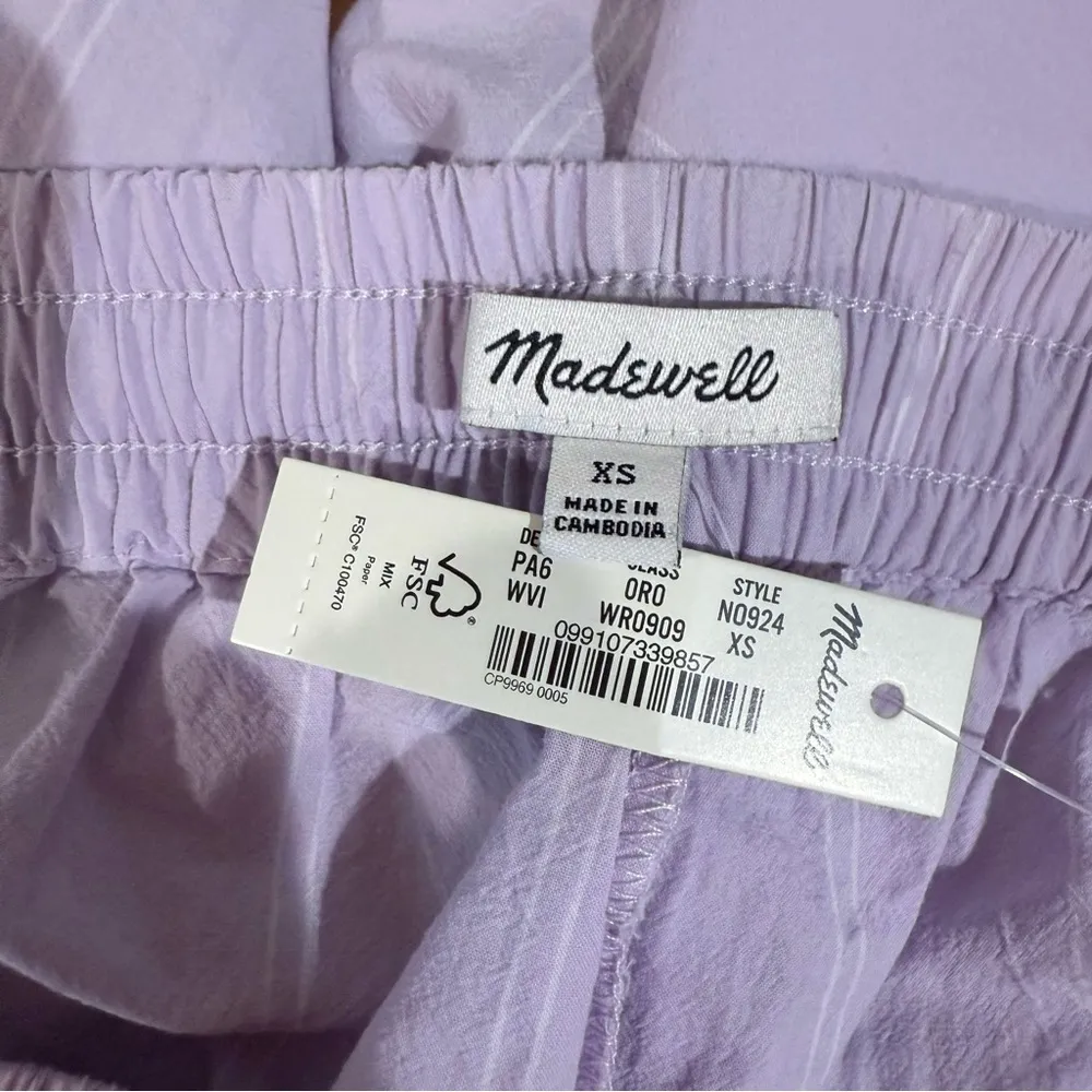 NWT Madewell Dolphin Hem Shorts Striped Lavender Purple Size XS - Image 3