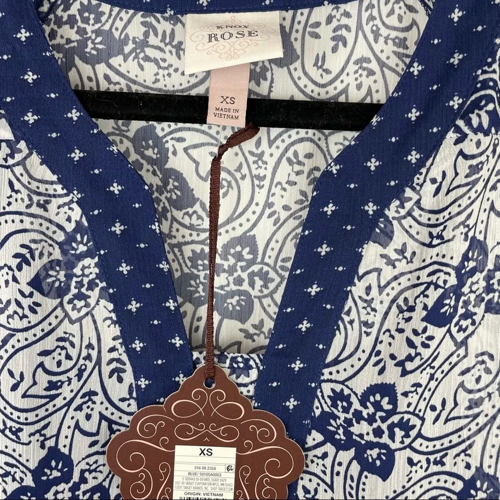 NWT Knox Rose Blue Floral Print Sleeveless Mini Dress Sz XS Boho Cottagecore - Image 5