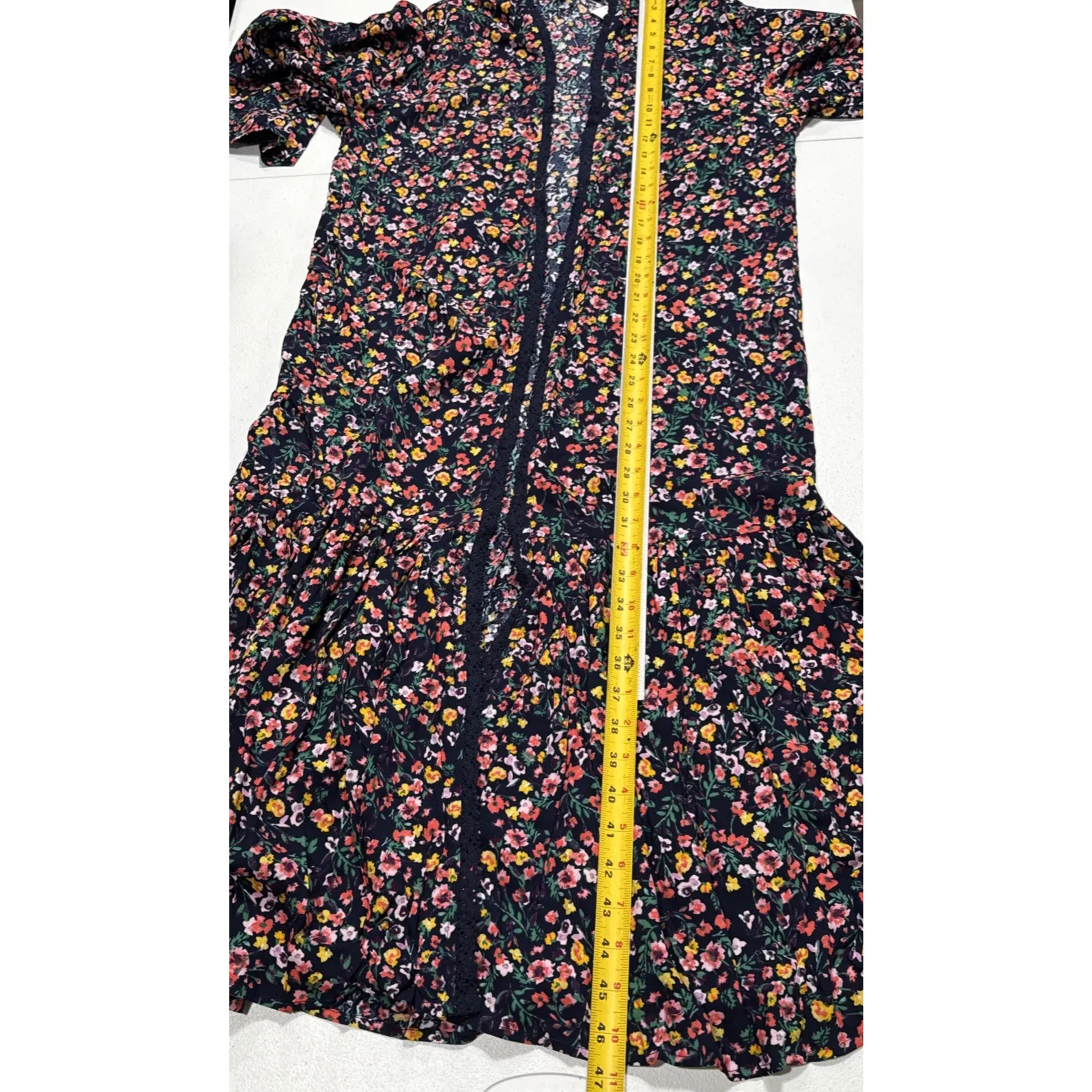 Jessica Simpson Women’s Floral Long Kimono Duster Cardigan Ruffle Hem Size M - Image 8