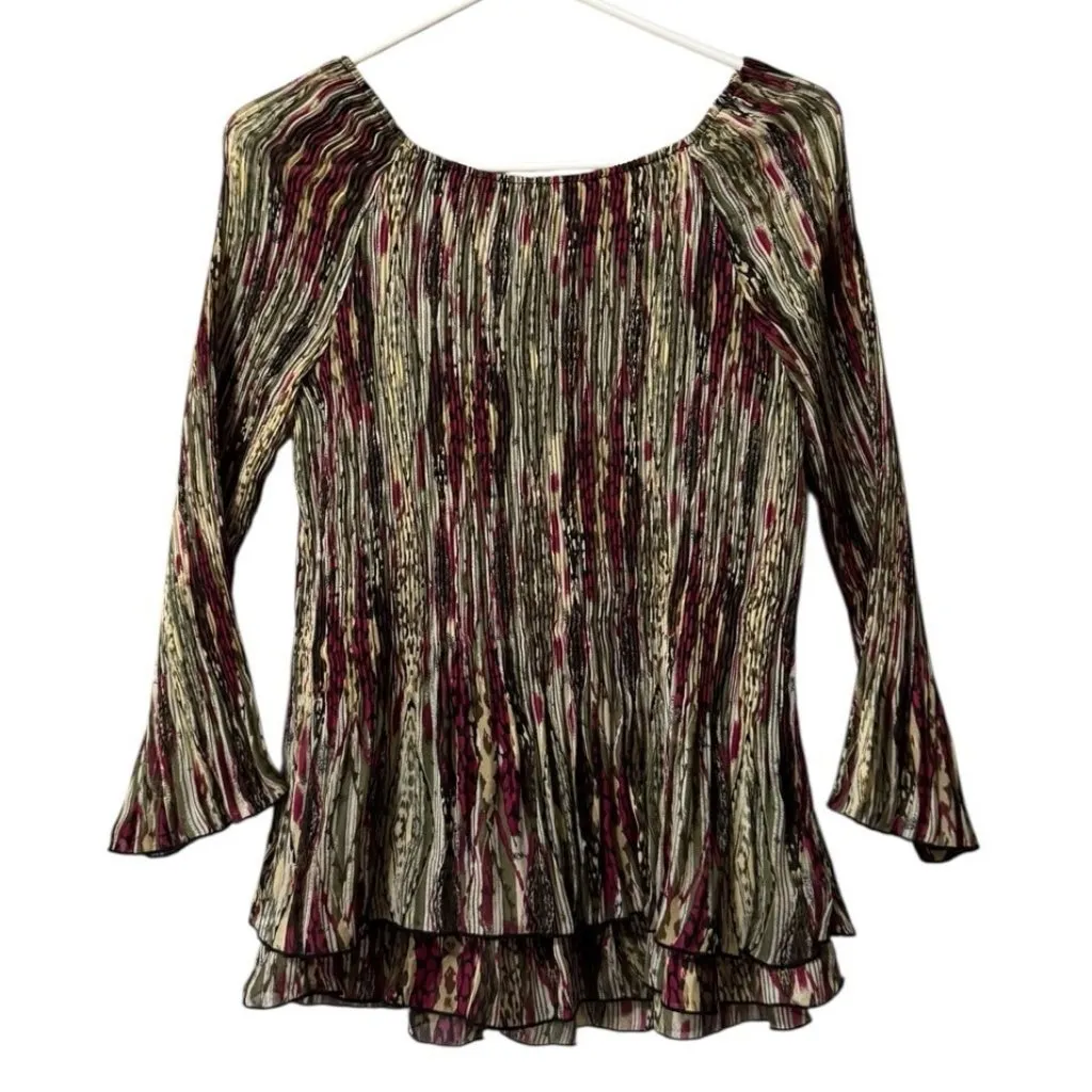 Christopher Banks Top Women Size Large Polyester Stretch Colorful Office Teacher - Image 2