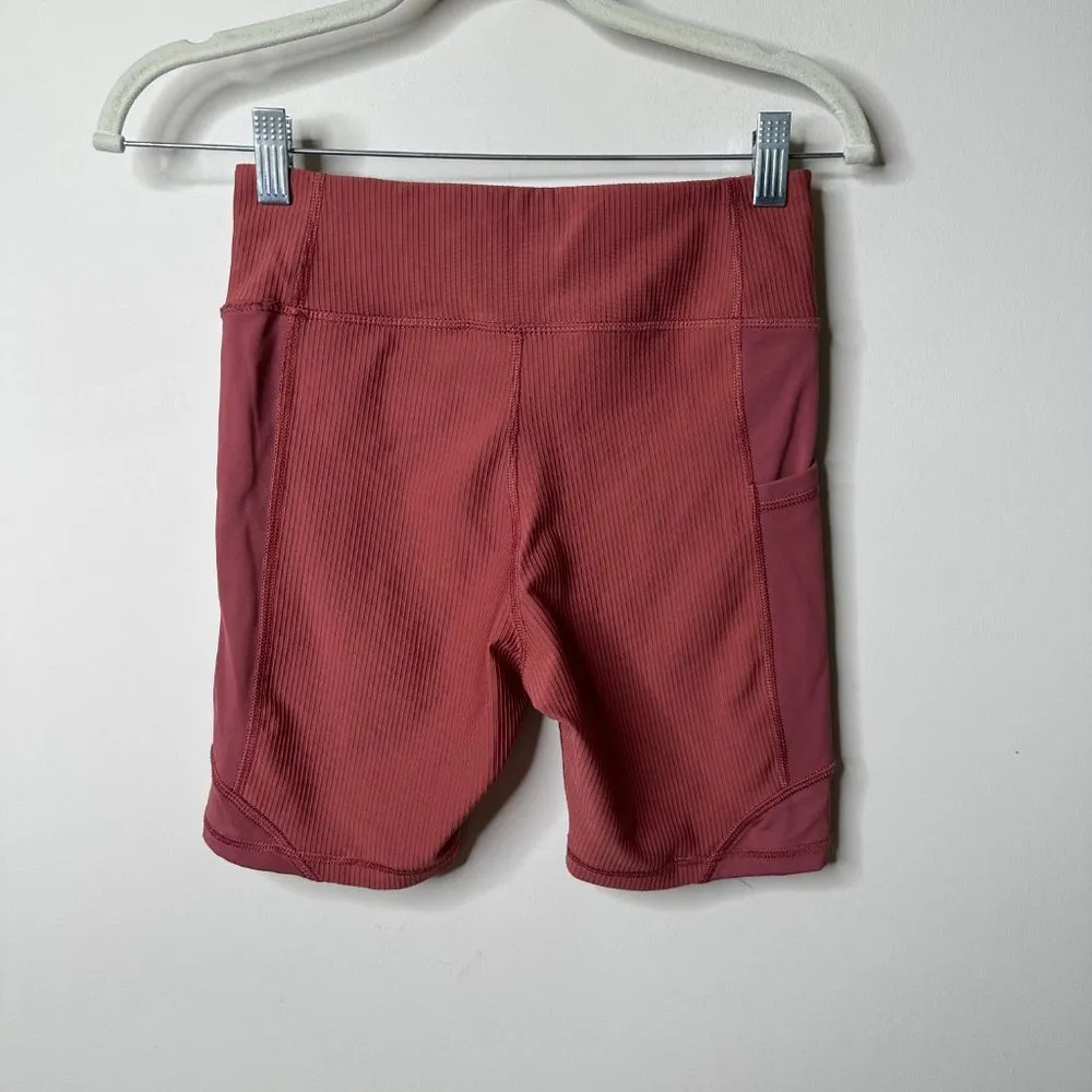 Champion Red Ribbed Biker Shorts Women's XS - Image 2