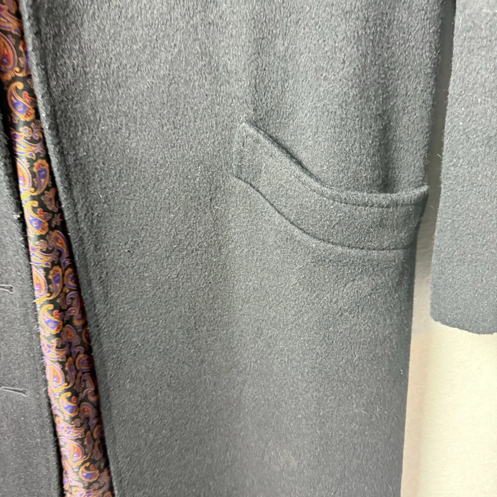 Vintage Braefair Womens Full Length Black Cashmere Blend Trench Coat Union Made Size 8 - Image 11