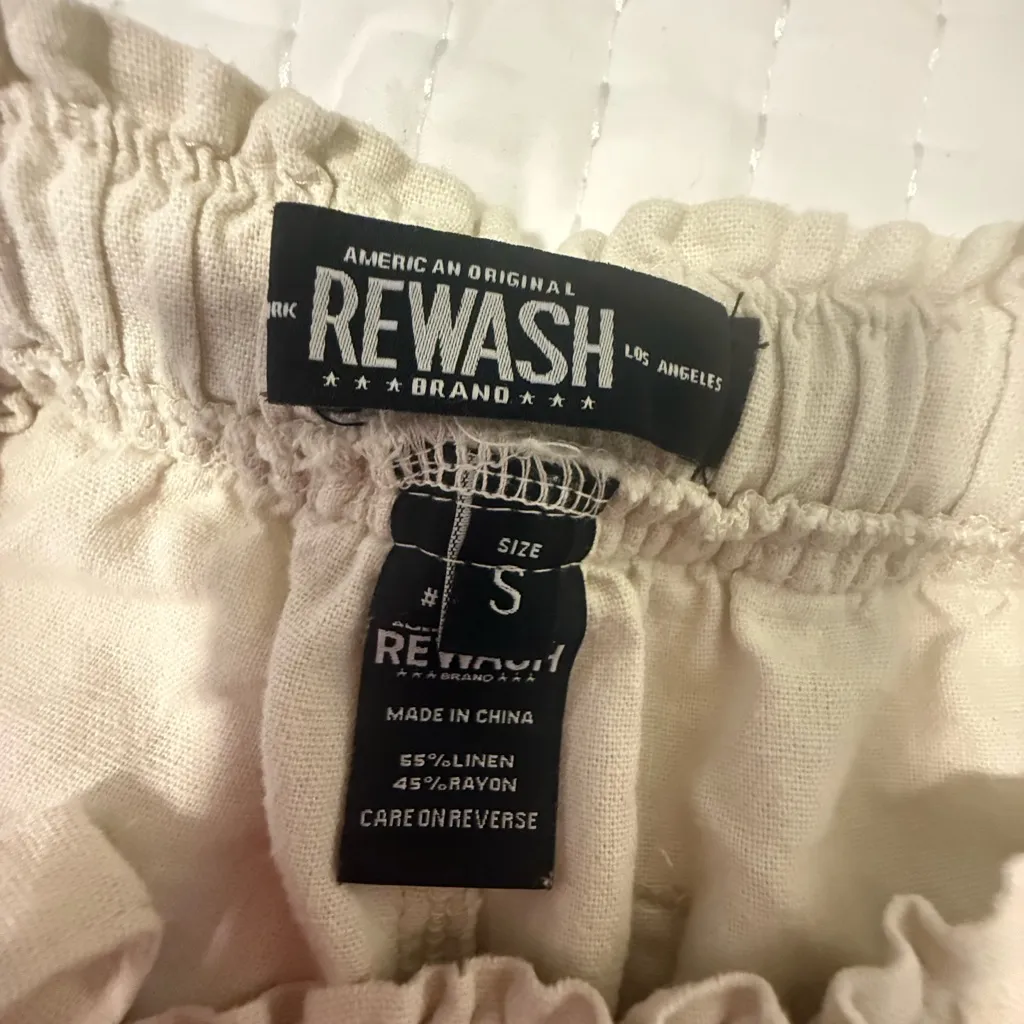 REWASH  Linen Blend Pull-On Pants with Pockets Size Small - Image 3