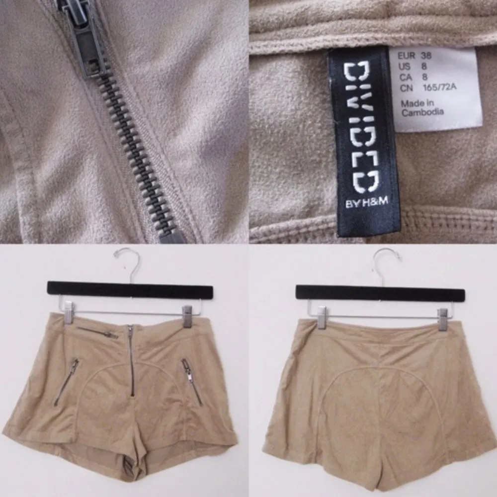 H&M Divided Nude Suede High Waist Shorts - Image 8