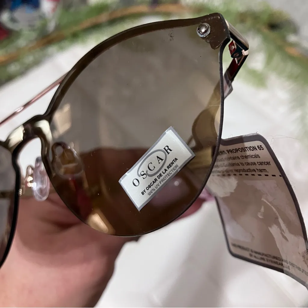 Oscar De La Renta Cat eye Brown Metal Frame Sunglasses NWT - Image 2