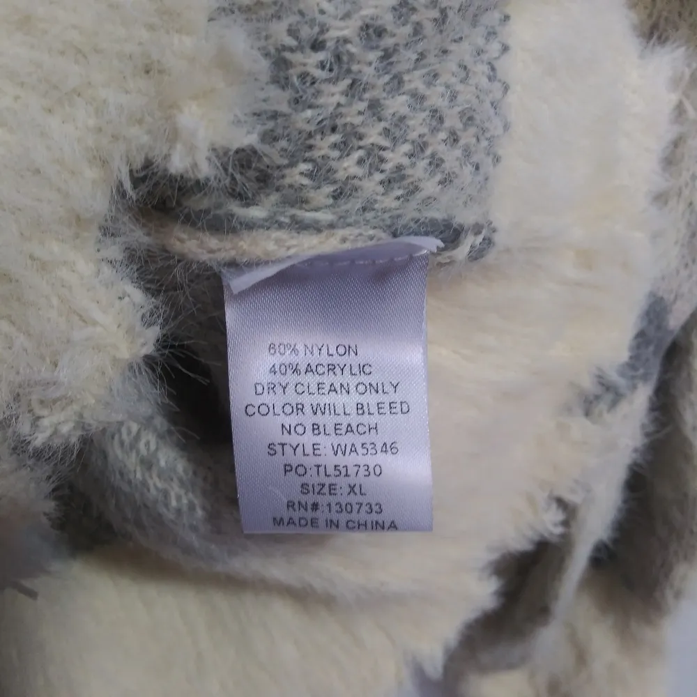 Umgee Pullover Camouflage Camo Gray Cream Soft Fuzzy Sweater Size XL NWT - Image 10