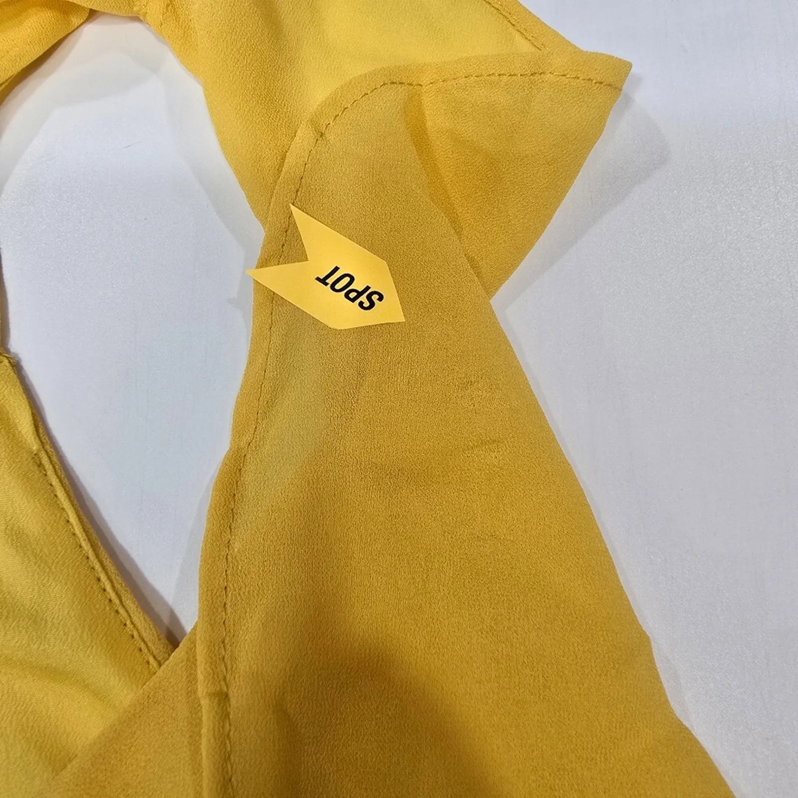 LPA Asymmetrical Ruffle Wrap Dress in Golden Yellow XS - Image 6