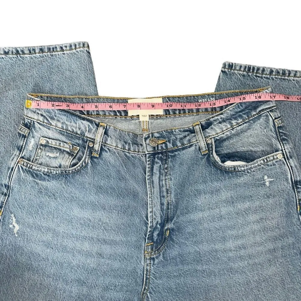 Boden Midrise Loose Fit Distressed Light Wash Jeans Size 31 Blue - Image 9