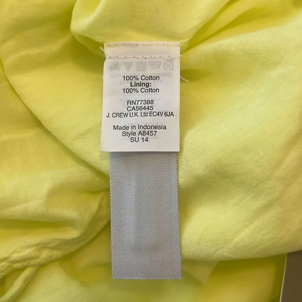 J. Crew Yellow Pintuck 100% Cotton Tank Top Cami Sz 0 NWT Preppy Flowy Coastal - Image 5