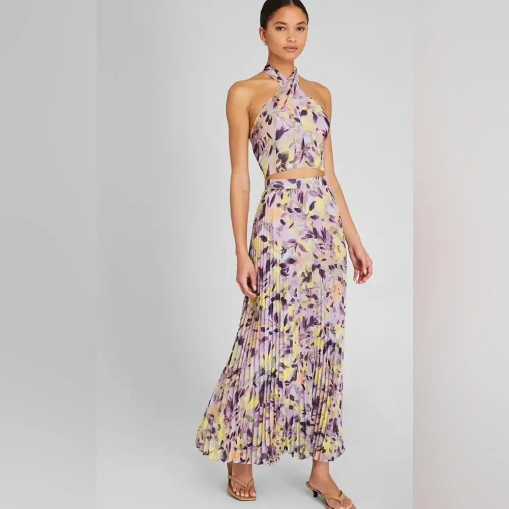 Club Monaco Purple and Yellow Floral Maxi Skirt - Image 2