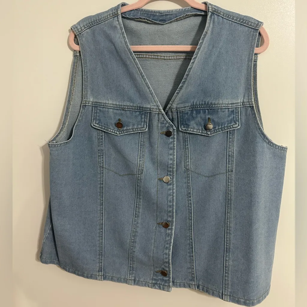 SHEIN Blue Denim Vest Size 2XL - Image 4