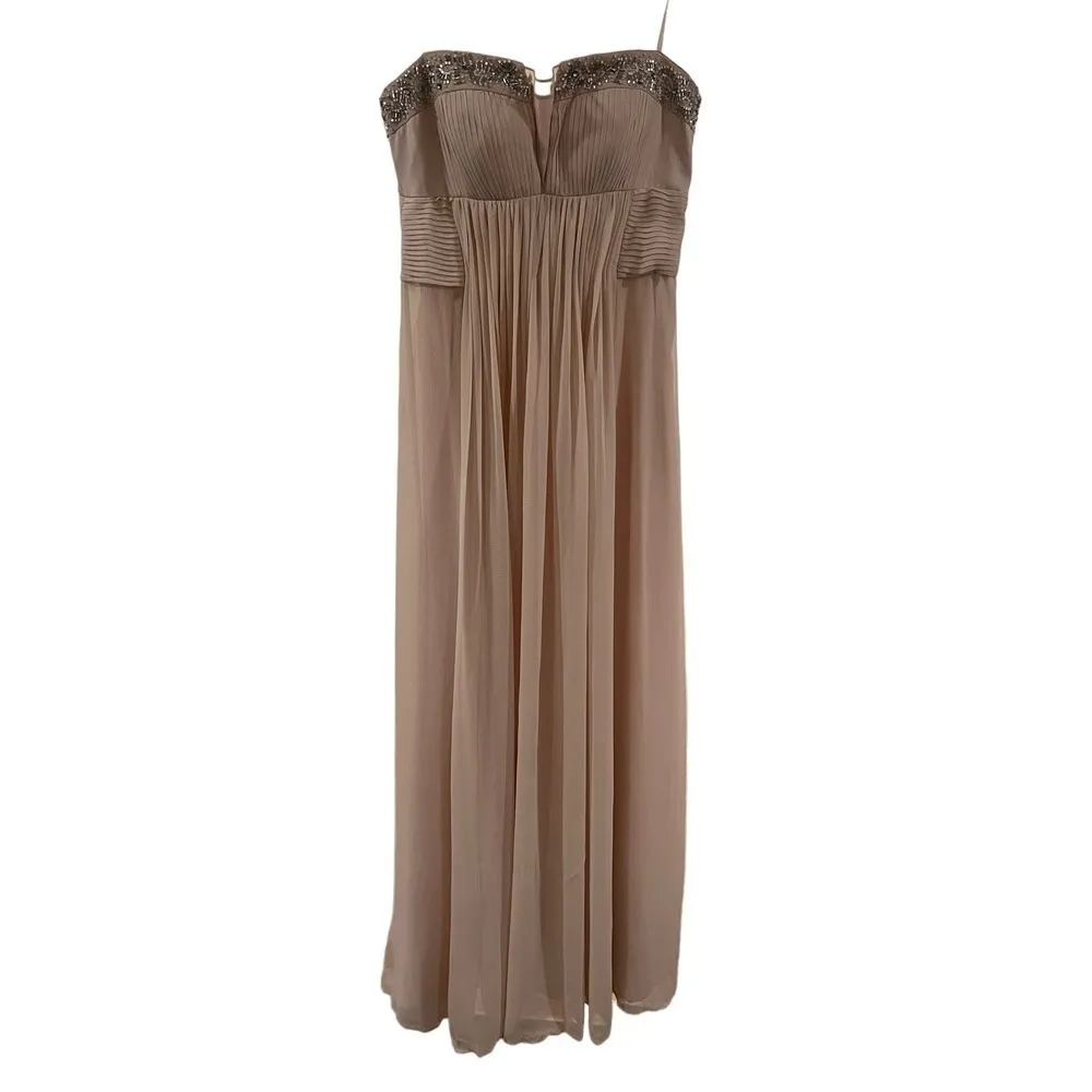 BCBG Max Azria Silk Strapless Evening Gown Bridesmaid Prom Formal  Size 0 - Image 2