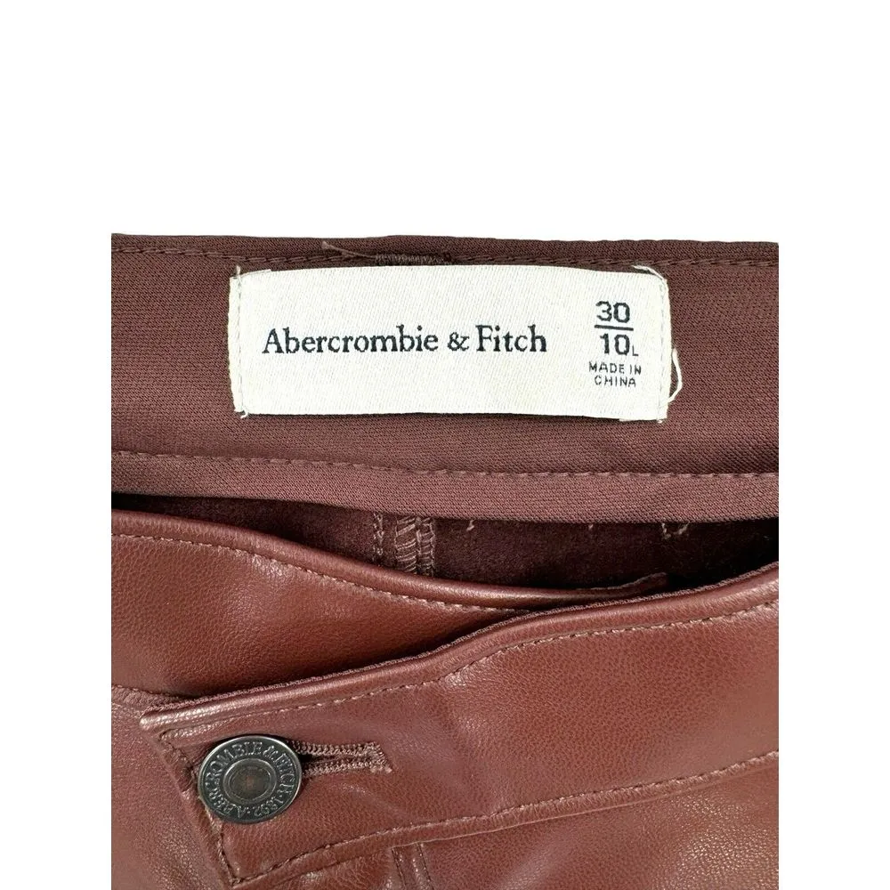 ABERCROMBIE & FITCH Criss-Cross Waist Vegan Leather‎ 90s Straight Pant Size 30 L - Image 3