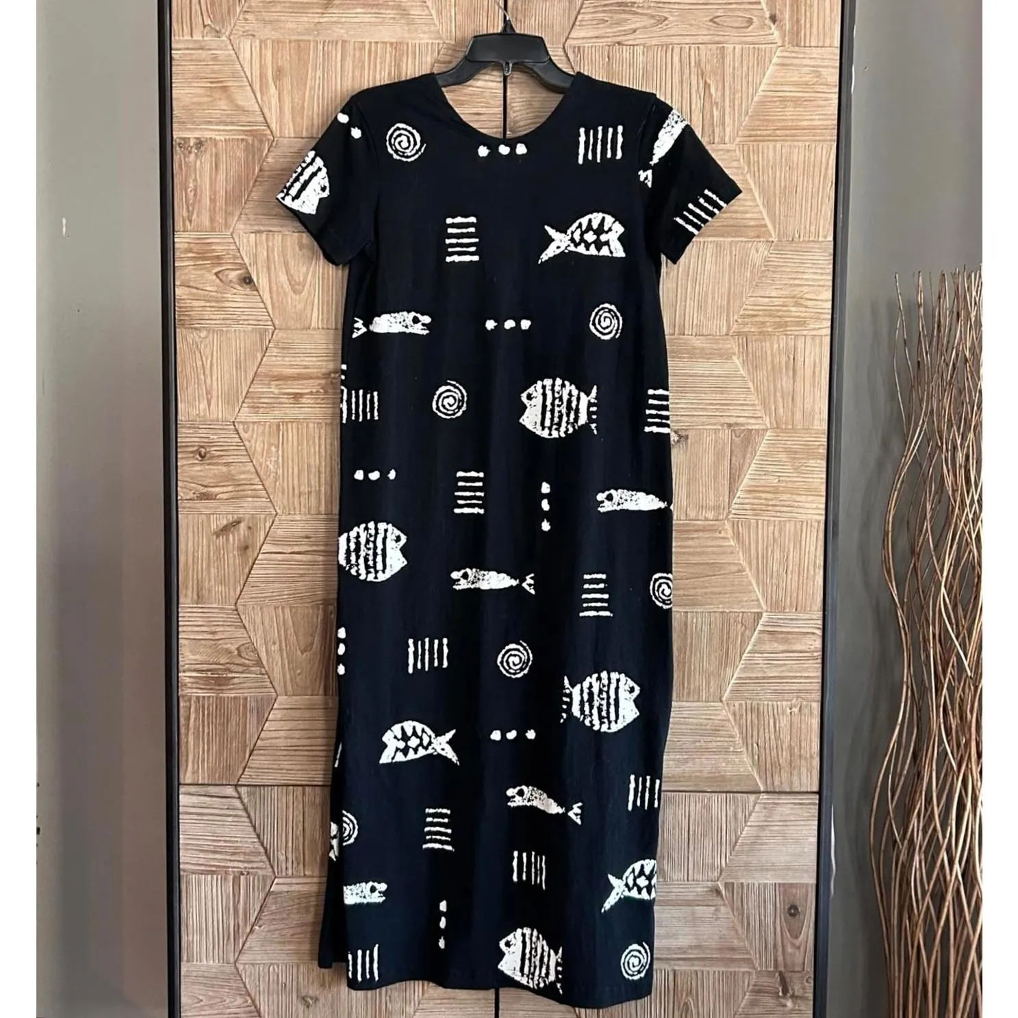 M. Mac Womens Black Rock Fish Maxi Knit Dress Size PS Resortwear - Image 3