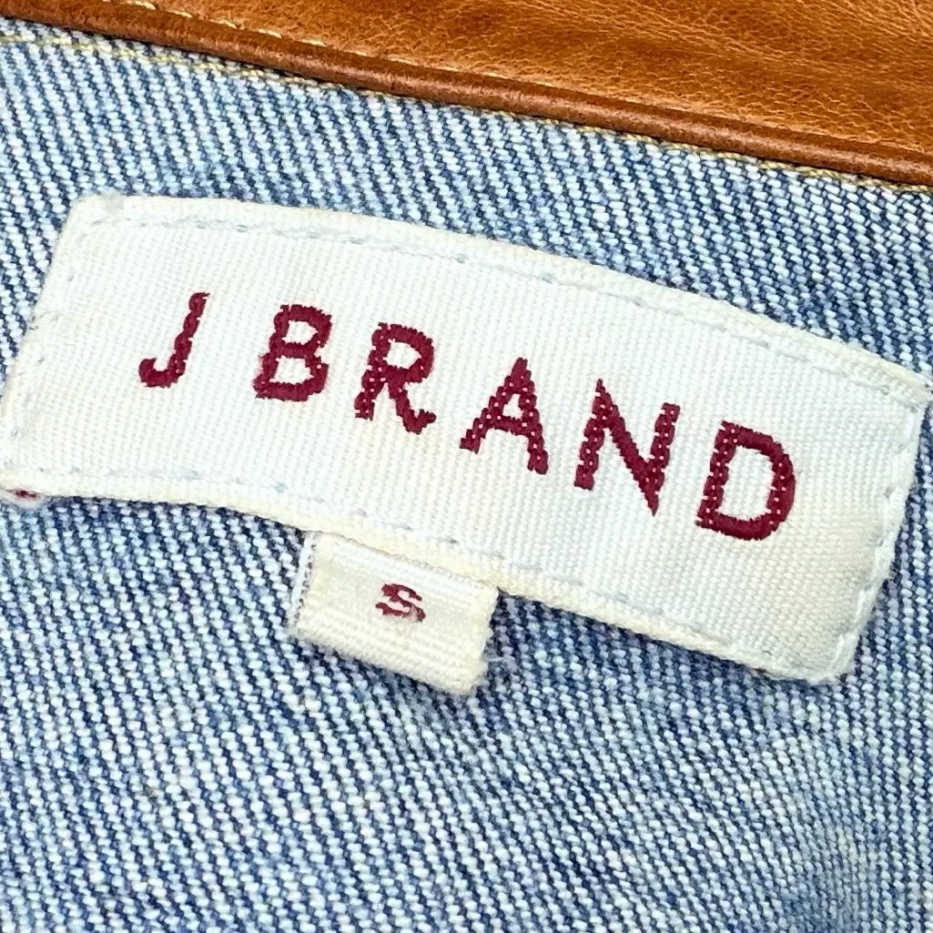 J Brand Denim Vest with Leather Collar - Image 9