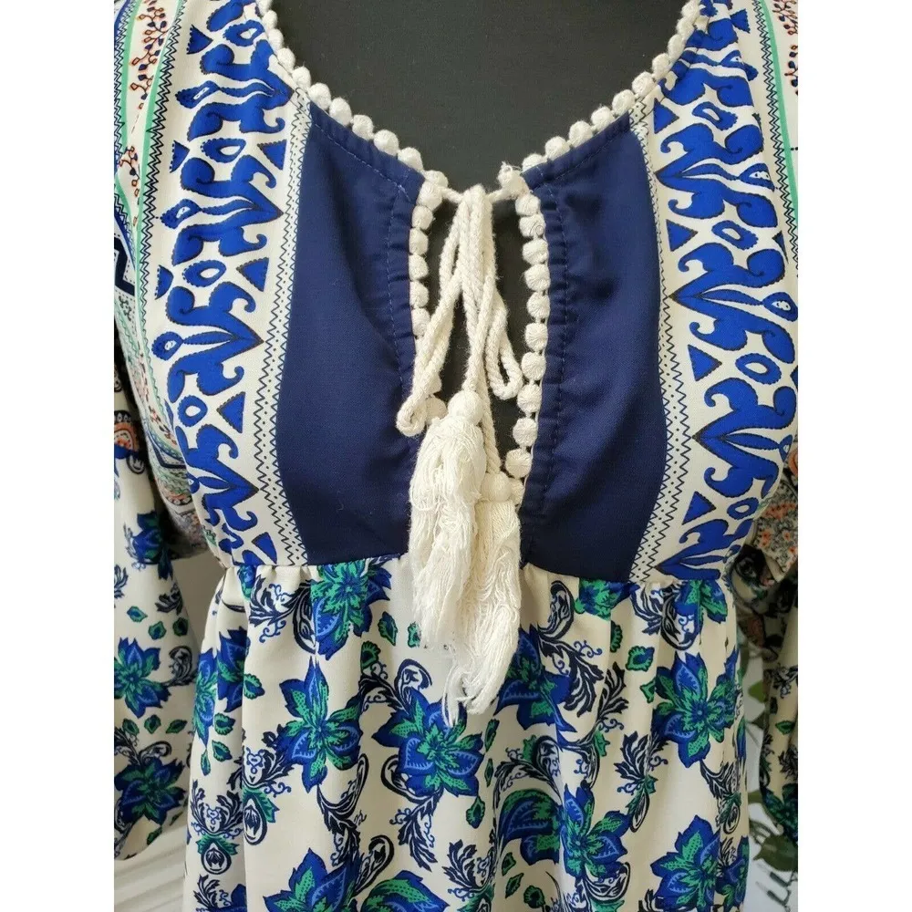 Gibson Latimer Women's Multicolor Floral Polyester Long Sleeve V-Neck Shirt S - Image 2